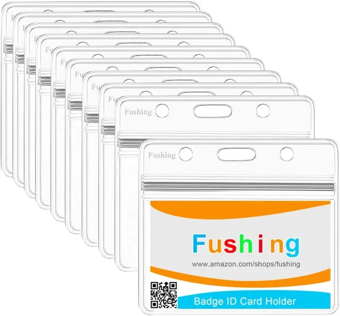 Fushing 10 Pezzi chiari Impermeabili Portabatterie in Plastica Titolari di etichetta badge ID Titolari di Carte