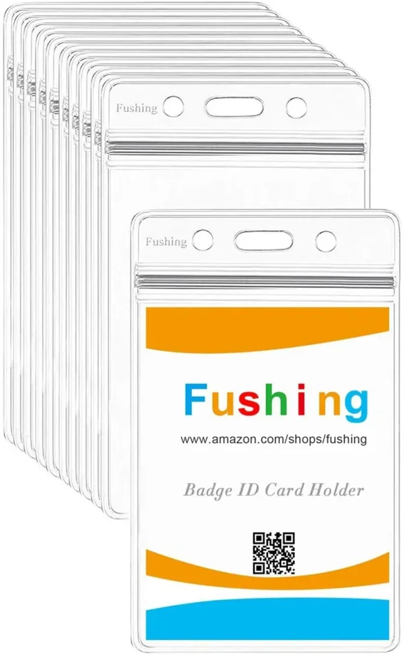 Fushing 10 Pezzi chiari Impermeabili Portabatterie in Plastica Titolari di etichetta badge ID Titolari di Carte - immagine 2