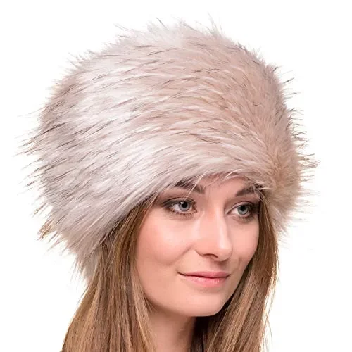 Futrzane Colbacco Donna in Pelliccia Cosacco Stile Russo M, Avorio