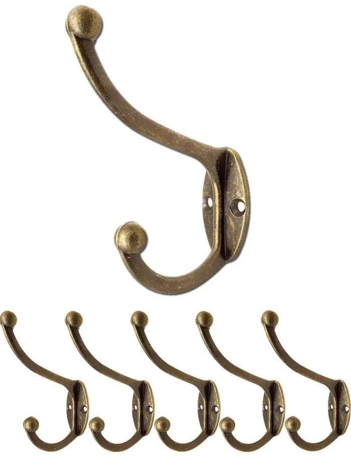 Fuxxer® Set di 5 ganci appendiabiti con effetto anticato, in ghisa ferro,…