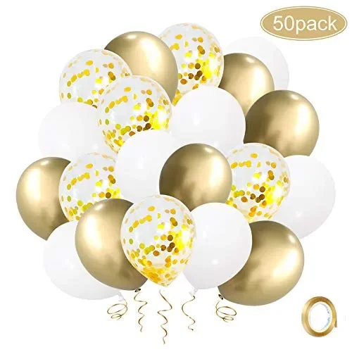 FYSJ Palloncini Compleanno Coriandoli Oro, 50pcs 12 Pollici Palloncino in…