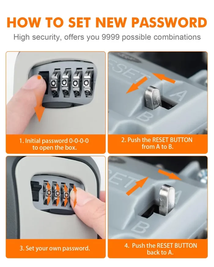 GA1003-2 Cassetta di sicurezza per chiavi, scatola di serratura, armadietti con gancio, per casa, ufficio, grigio - immagine 2