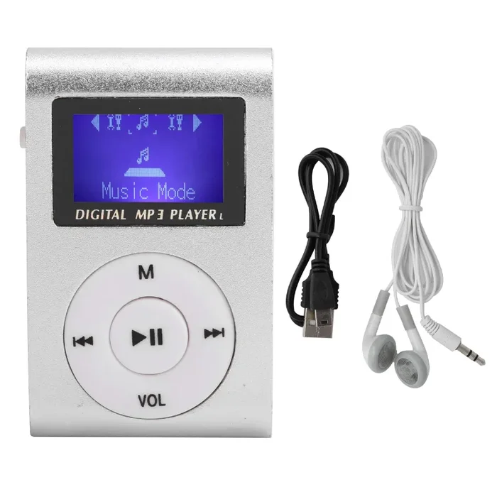 Gaeirt Mini Lettore MP3, Lettore Musicale Portatile, con Schermo LCD, Supporto per Scheda di Memoria, Supporto Massimo 32 GB, Adatto per Camminare e Correre (Argento e Nero)(Argento)