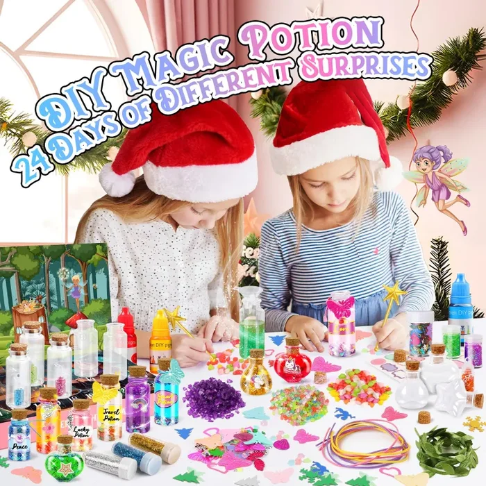 Gaeymy Calendario Dell’avvento 2024, 24 Kit Pozioni Magiche Bambina, Gioco Creativo Magia Bambini Fai da Te, Kit Lavoretti Creativi per Kinder, Regalo Natale Giochi Bimbe Ragazza 5 6 7 8 9 10 Anni - immagine 3