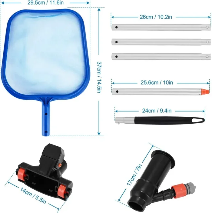 Gafild Kit di Pulizia Piscine, Retino per Piscina Set con Aspirapolvere Piscina & Telescopica, 3 Parti Kit di Manutenzione per Piscina Whirlpool Stagno Spas - immagine 2