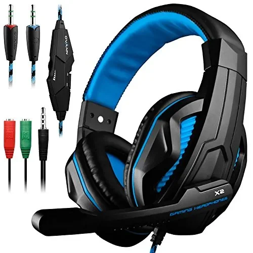 Gaming Headset,DLAND 3.5mm hanno fissato PC stereo di gioco fascia Nero e blu