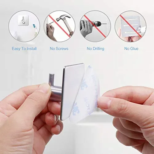 Gancio Adesivo, EniBon Adesivo Ganci Portasciugamani Acciaio Inox Gancio… - immagine 2