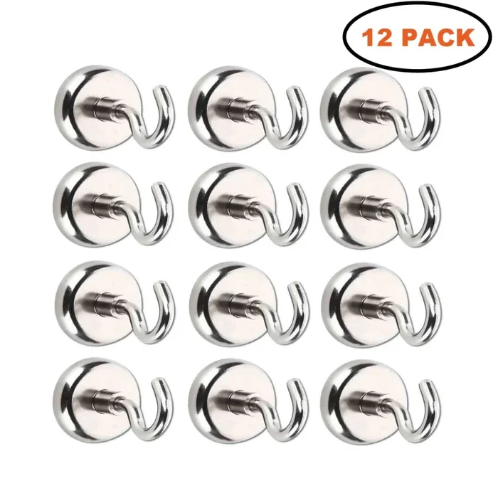 Gancio magnetico, potente magnete al neodimio supporto a gancio, 12 Pack