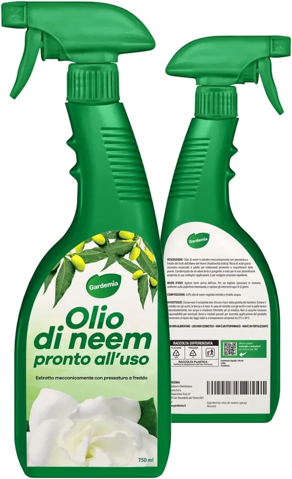Gardemia Olio di Neem per Piante Spray 750ml Pronto Uso Repellente Naturale Contro Afidi Cocciniglia Ragnetto Rosso Zanzare Cimici Insetti, Valido Aiuto Contro Pidocchi, Alternativa Eco Ampio Spettro