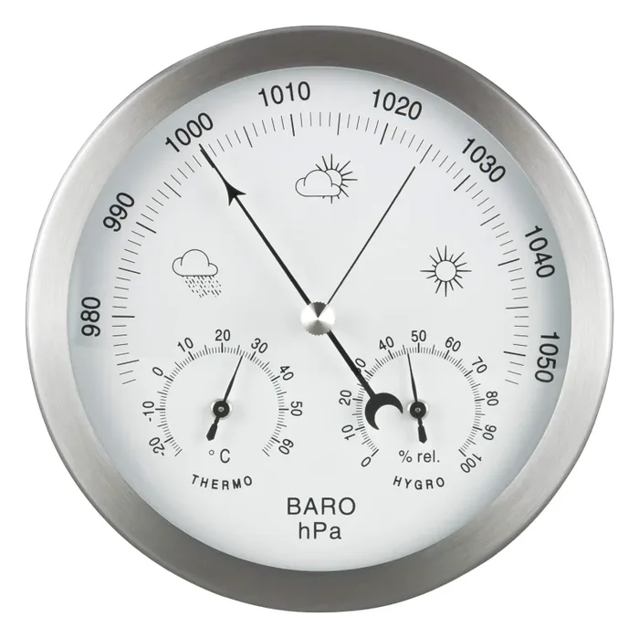 Gardenmate Stazione Meteo Analogica 3In1 Telaio in Acciaio Inox Ø 14 Silver