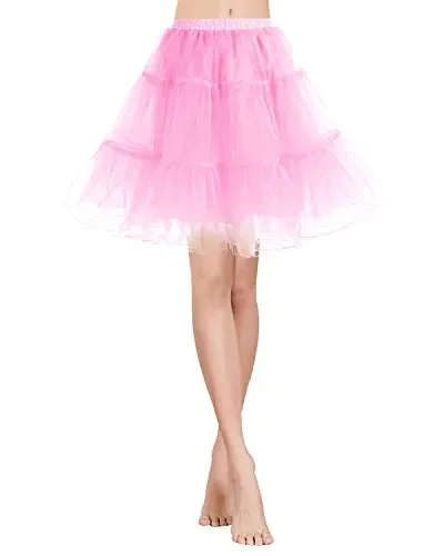 Gardenwed Annata 1950s Donna Sottogonne al Ginocchio Retro Petticoats L, Pink