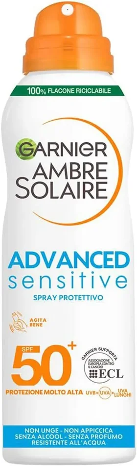 Garnier Ambre Solaire Latte Protettivo Advanced Sensitive, Viso e Corpo, Per Pelli Sensibili e Intolleranti al Sole, Con Protezione Molto Alta SPF 50+, Resistente all’Acqua, Texture Leggera, 200 ml - immagine 2