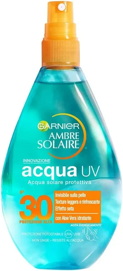 Garnier Ambre Solaire Spray Protezione Solare, Acqua Solare Protettiva UV Arricchita con Aloe Vera, IP30, 150 ml - immagine 3