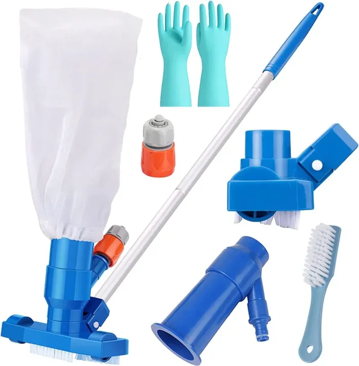 GEDEGOOK Aspirapolvere per Piscina, Mini Aspirapolvere Portatile Accessori con Spazzola per Pulire, Kit Pulizia Piscina, Kit Pulizia Piscina per la Piscina di casa, per laghetti o per Spa
