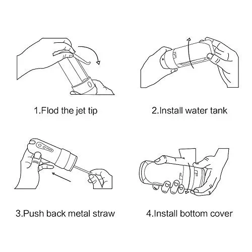 GEEDIAR Idropulsore Orale Irrigatore Dentale Elettrico, Senza Fili, Portatile, USB Ricaricabile blu/bianco - immagine 2