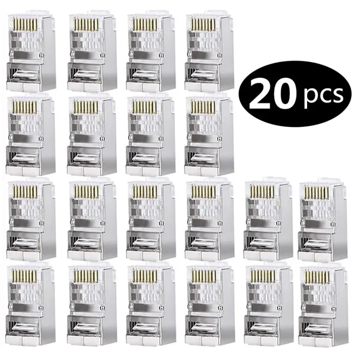 GeekerChip 20 Pezzi Plug Connettori di Rete Cat6,Placcato in Oro 24K per Cat…