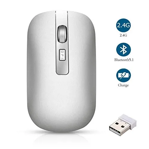 GeekerChip Mouse Bluetooth,Mouse Wireless 1.Argento Bluetooth