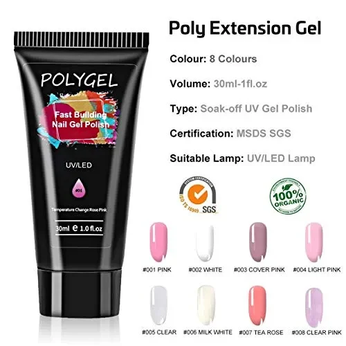 Gel per Unghie Ricostruzione Kit, Mysweety 8 Colorati Poly professionale… - immagine 2