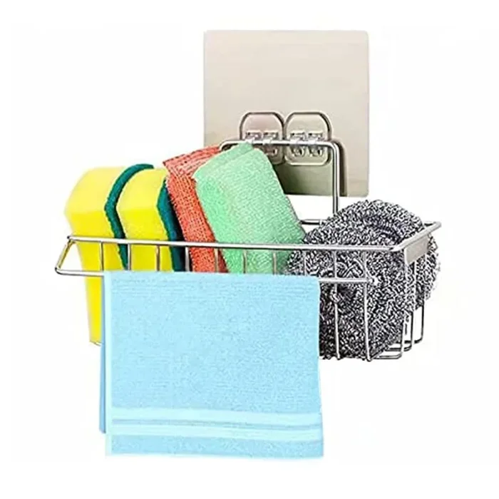 Gelanty Organizer per Lavello Cucina, Porta Spugna per Lavandino In Acciaio Inox, Autoadesivo, Non Necessita di Foratura Antiruggine (Standard)