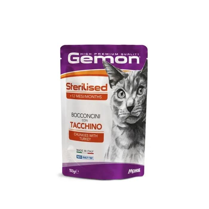 Gemon Gatto Sterilised Bocconcini con Tacchino 100g
