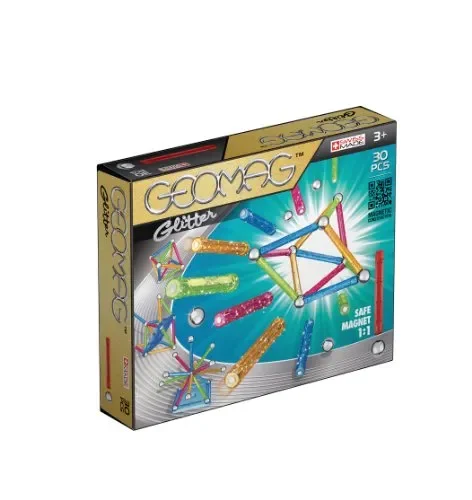 Geomag- Glitter Colour Gioco di Costruzione Magnetico, 30 Pezzi, Multicolore
