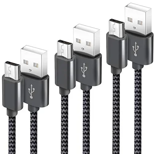GERETIN Cavo Micro USB [3 Pezzi:1m,2m,2m] Grigio&Nero