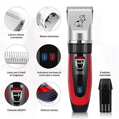 GHB Tosatrice Cani Professionale Animali Elettrica Rosso - immagine 2