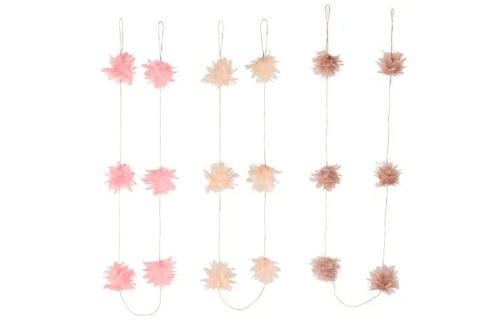 Ghirlanda Palla Piume Rosa/Arancione Assortimento Di 3 9x9x155