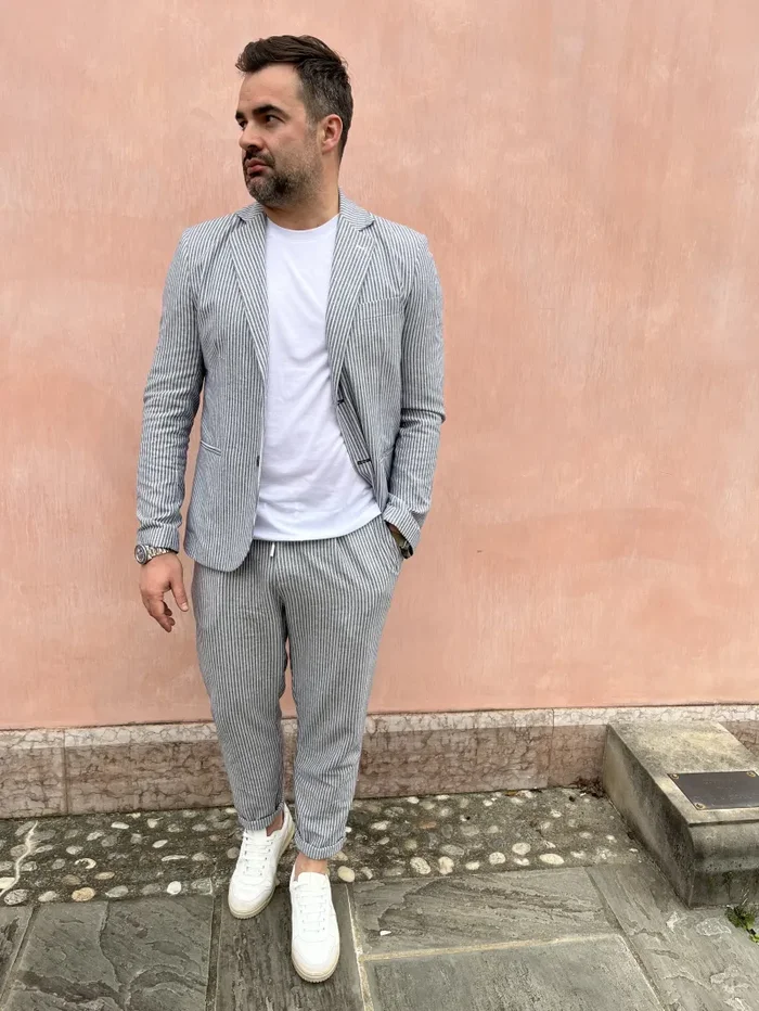 GIACCA MONOPETTO A RIGHE - immagine 2