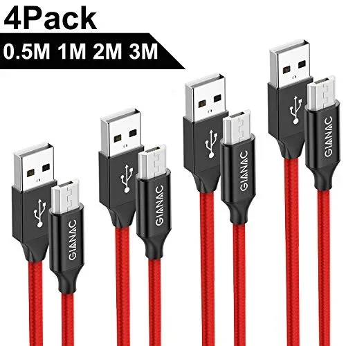 GIANAC Cavo Micro USB, [4 Pezzi:0.5m,1m,2m,3m] Nylon 4pack(0.5m 1m 2m 3m)