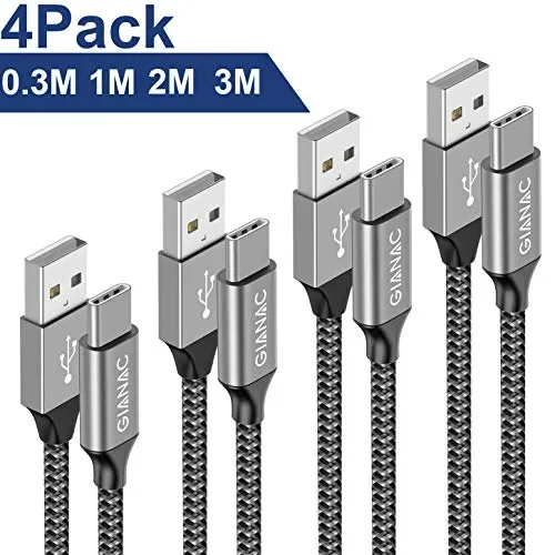GIANAC Cavo USB Type [4 Pezzi 0.3M 1M 2M 3M] Nylon Intrecciato Tipo C di… Fornitura