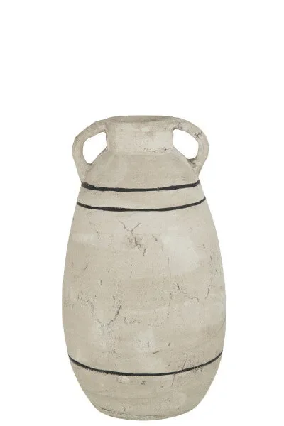 GIARA A RIGHE IN TERRACOTTA BEIGE/NERO (22x22x40cm) Fornitura