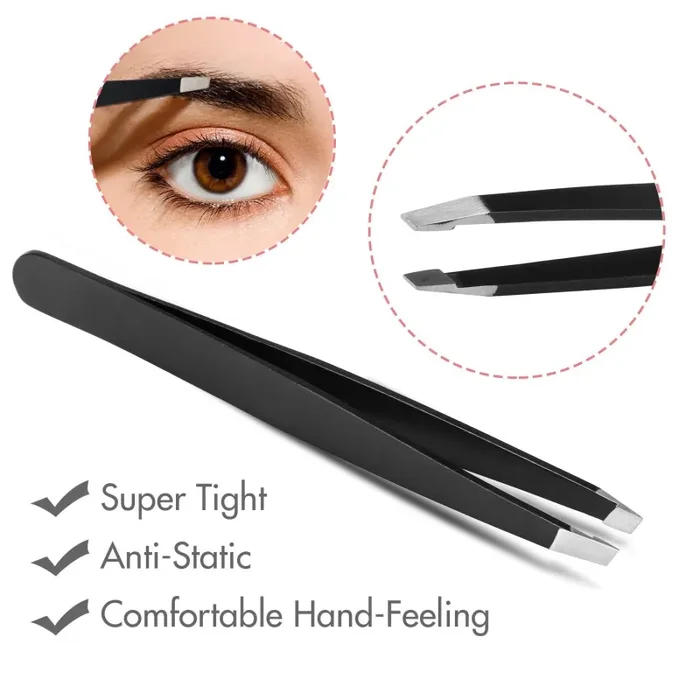 GiBot Pinzette Sopracciglia, 5pcs Kit per la cura del sopracciglio in Nero - immagine 3