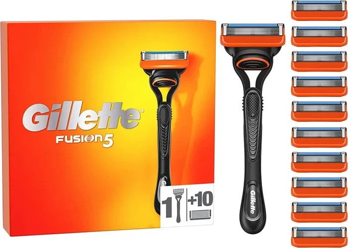 Gillette Fusion 5 Rasoio Uomo, 1 Rasoio a Mano Libera, 10 Lamette da Barba da 5 Lame, Rasatura Confortevole, Manico Ergonomico con Rifinitore di Precisione, Fino a 1 Mese di Rasatura con 1 Lametta - immagine 3