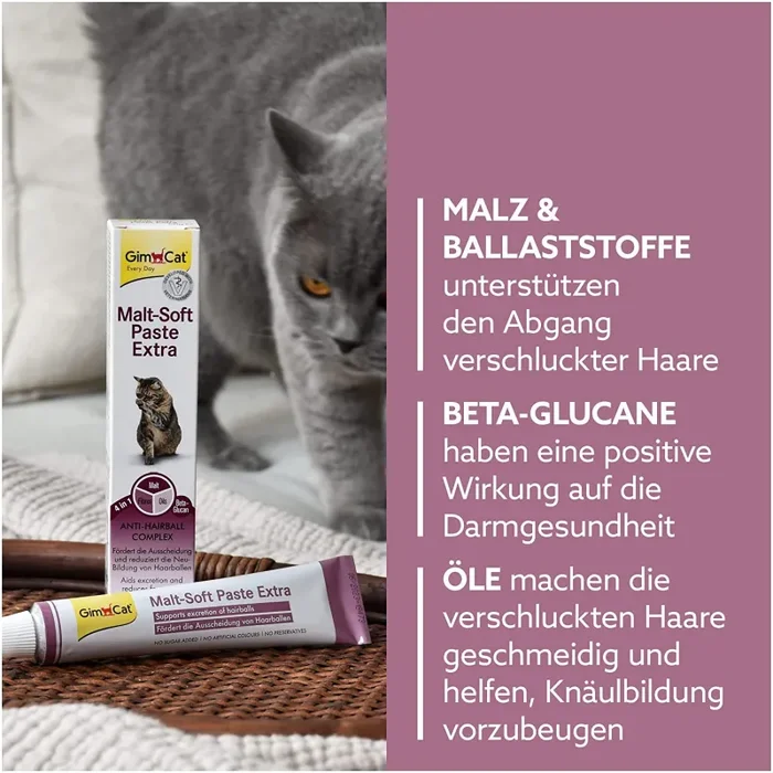 GimCat Pasta Malt-Soft Extra – Snack per gatti anti-bolo favorisce l’eliminazione dei boli di pelo – 1 Tubetto - immagine 3