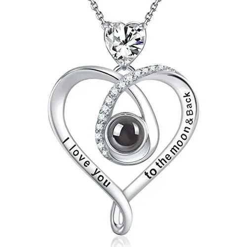GinoMay, collana con ciondolo a forma di”I Love You”, Collana Con Diamanti Moda - immagine 2