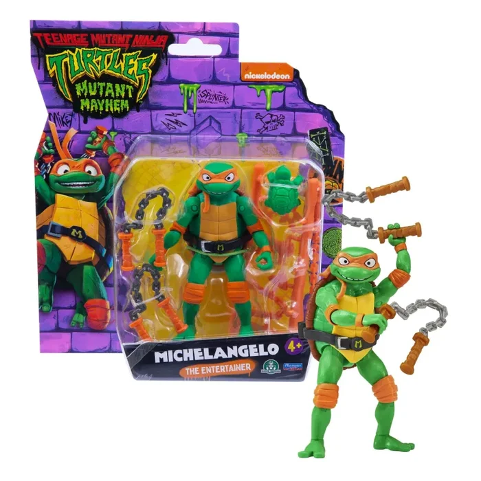 Giochi Preziosi – Michelangelo Tartarughe Ninja Caos Mutante, Michelangelo in versione Action Figure Base Articolata da 12 cm, Personaggio con Armi da Combattimento, Per Bambini dai 4 anni