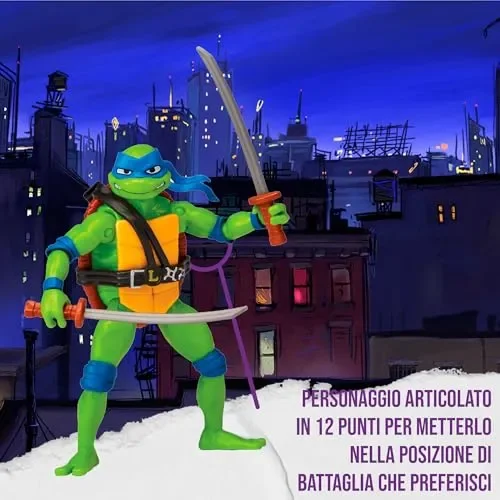 GIOCHI PREZIOSI – TARTARUGHE NINJA 2023 CAOS MUTANTE–LEONARDO IN VERSIONE ACTION FIGURE ARTICOLATA–DIMENSIONE 12CM–DETTAGLIATA E CON REALATIVA ARMA DA COMBATTIMENTO–PER BAMBINI A PARTIRE DAI 4 ANNI - immagine 3