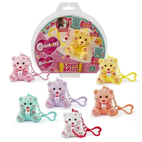 Giochi Preziosi Coccolotti LoveKiss, Orsetti da Collezione con Cuore Luminoso, Biberon e Portachiavi, 6 Colorazioni Disponibili, Giochi Bambini 4 Anni in Su, Ideali Come Gadget Compleanno Bambini