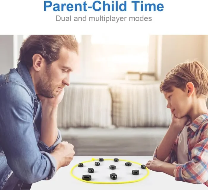 Gioco di Scacchi Magnetici, Gioco da Tavolo a Scacchi con Pietre Magnetiche, Gioco da Tavolo Educativo Dama, Pietre Magnetiche Scacchi da Battaglia Magnetici Portatili per Feste, Famiglia e Compagno - immagine 3