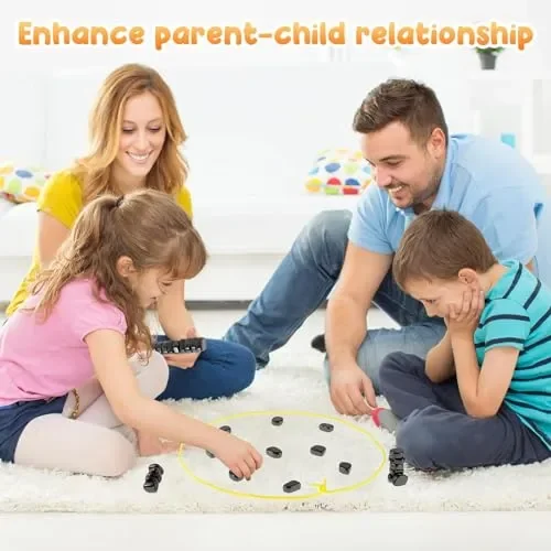 Gioco di scacchi magnetici,Magnetic Chess Game,Gioco da tavolo a scacchi, Pietre magnetiche,Gioco da Tavolo Educativo Dama, Scacchiera magnetica,Portable Chessboard Party for Family Reunions (E) - immagine 3