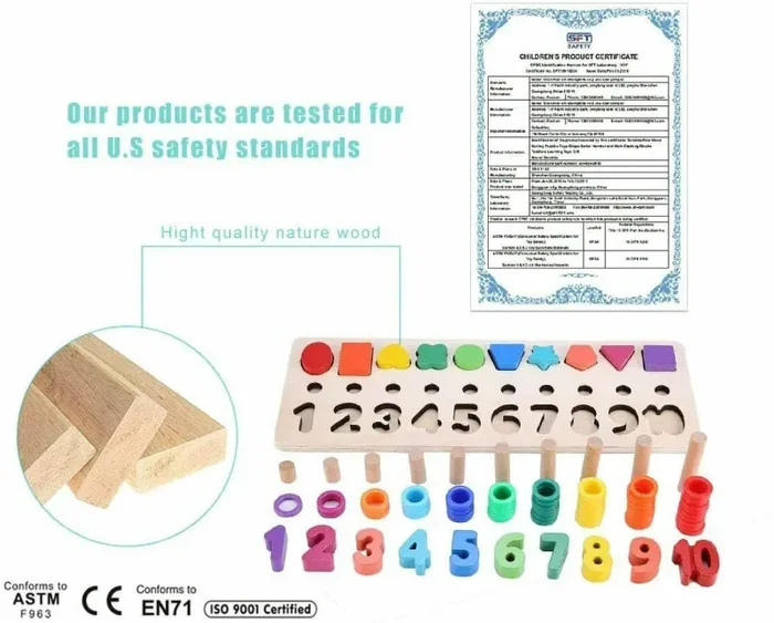 Gioco educativo in legno per bambini età pre scolare per imparare a contare, Set - immagine 2