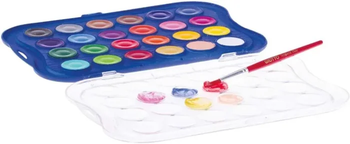 Giotto acquerelli in 24 colori, pastigle da 30mm, con pennello Fornitura