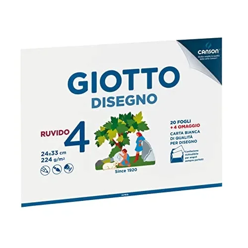 Giotto Disegno 4, Album da 24 fogli carta bianca per disegno scolastico, 24×33 cm, RUVIDO - immagine 2