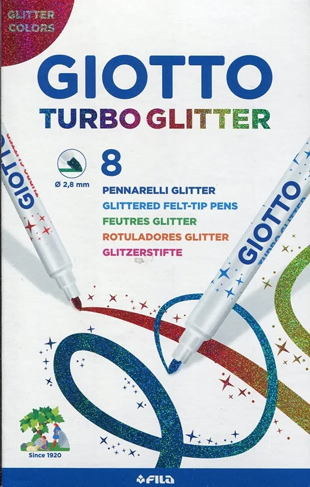 Giotto Turbo Glitter astuccio da 8 pennarelli con inchiostro glitterato, Modelli/Colori Assortiti, 1 Pezzo 1 8er Etui - immagine 2