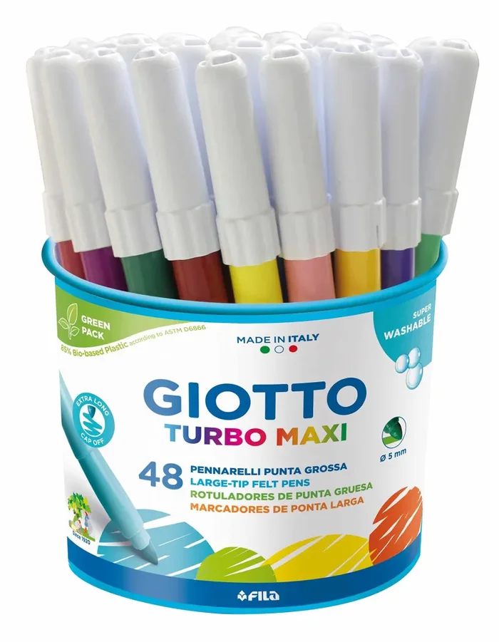 Giotto Turbo Maxi 521400 – Pennarelli , Punta Larga, 5mm, Confezione da 48 Single In saldo