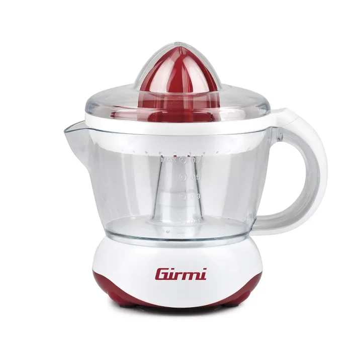 Girmi SR02 Spremiagrumi Elettrico, 25 W, Capacità 700cc, Doppia coppa di spremitura piccola e grande, Rosso/Bianco