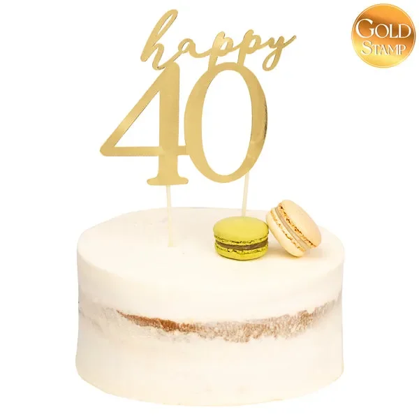 Givi Cake Topper Happy 40 Oro 13 x 12 Cm