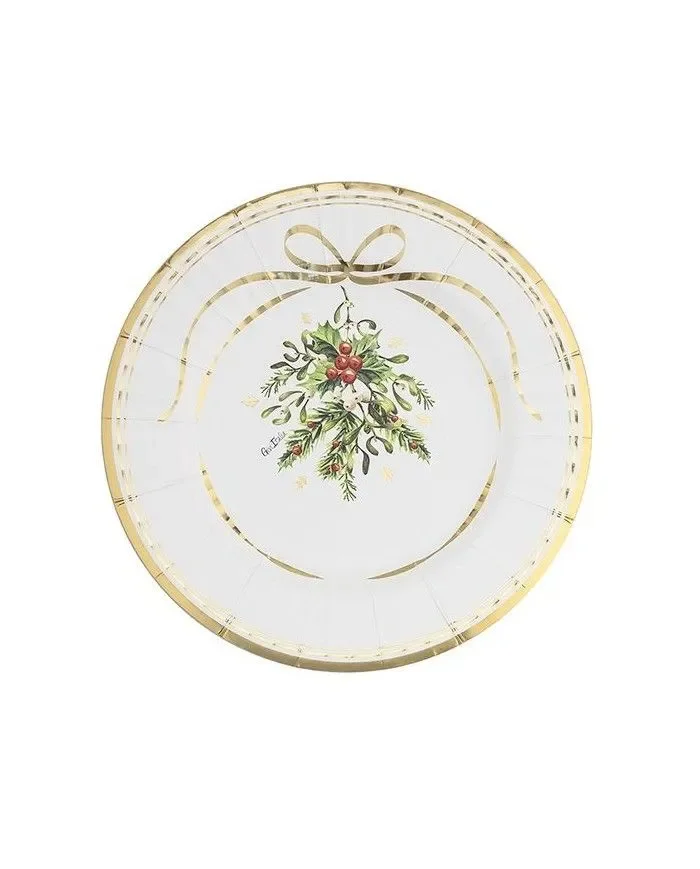 GIVI ITALIA Piatti Natale in carta (8 pz) – Merry Gold Christmas 27 cm