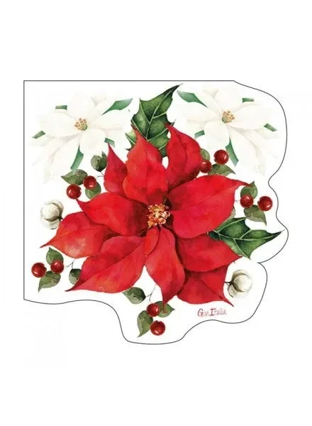 GIVI ITALIA Tovaglioli Natale (16 pz) – Stella di Natale Sagomati 33×33 cm